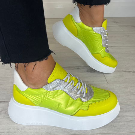 Wonders Lime Leather Elastic Laces Sporty Sneakers