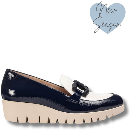 Wonders Navy & Off White Wedged Sole Shoes