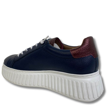 navy leather ladies trainers