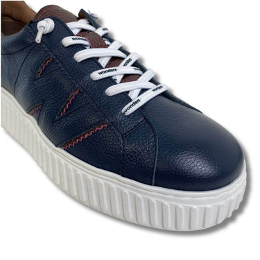 navy leather ladies trainers