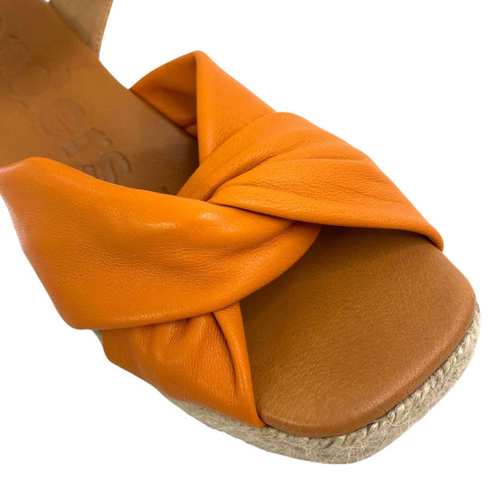Wonders Orange Leather Wedge Sandals