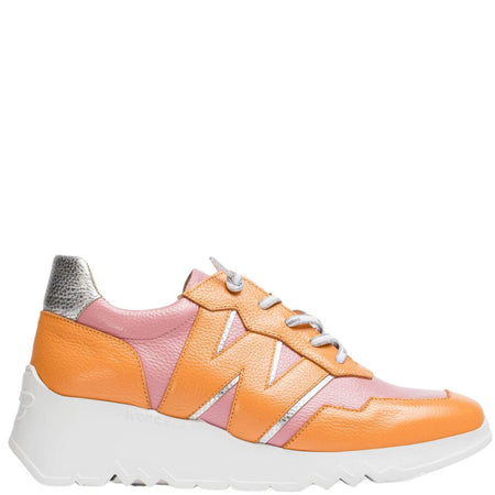 Wonders Orange & Pink Leather Raised Sole Sneakers
