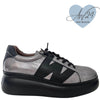 Wonders Pewter Leather Black Modern Sole Brand Lace Sneakers