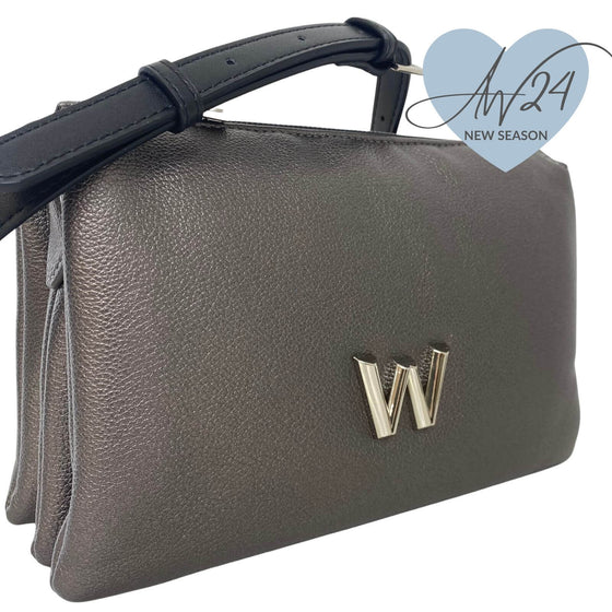 Wonders Pewter Triple Compartment Crossbody Bag