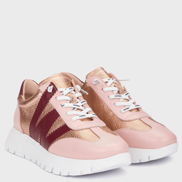 Wonders Pink & Burgundy Leather Sneakers