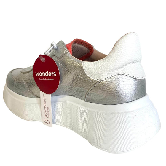 wonders-silver-coral-leather-sneakers