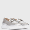 Wonders Silver Leather Slip On Shoes