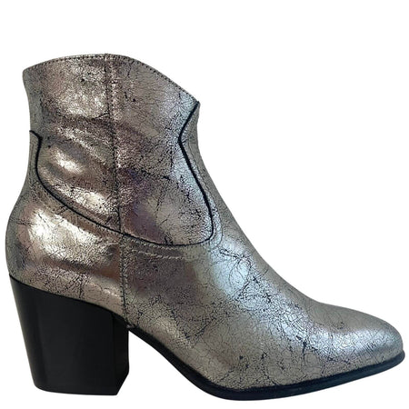 Wonders Silver Metallic Leather Western Boots