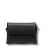 Black leather bag with 'wonders' branding on a white background