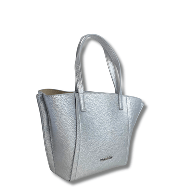 Silver handbag on a white background