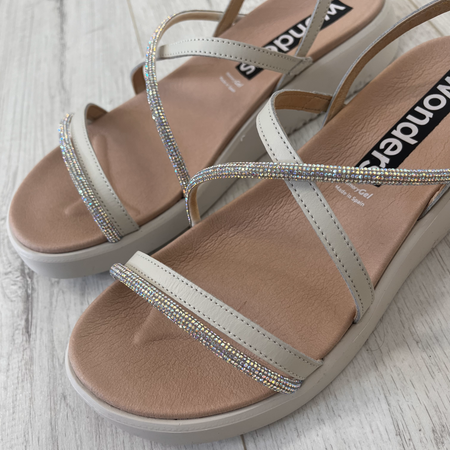 Wonders Strappy Sparkly Low Wedge Sandals
