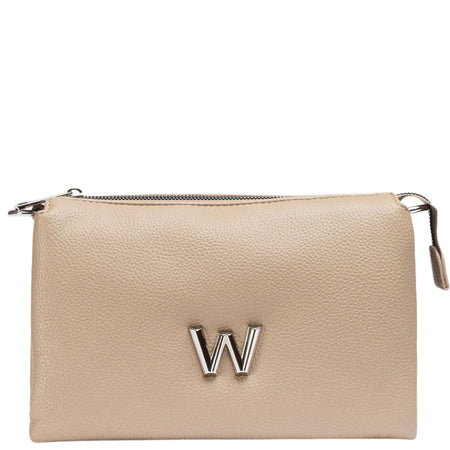 Wonders Taupe Triple Compartment Crossbody Bag