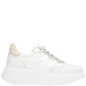 Wonders White & Nude Leather Elastic Laces Sporty Sneakers