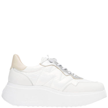 Wonders White & Nude Leather Elastic Laces Sporty Sneakers