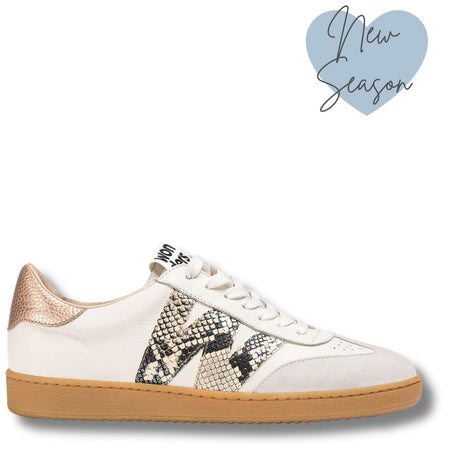 Wonders White & Python Leather Slim Line Sneakers