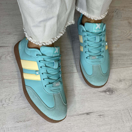 XTI Aqua & Lemon Slim Line Gum Sole Sneakers