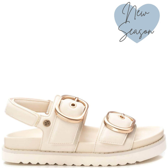 xti-beige-gold-buckle-chunky-flat-sandals