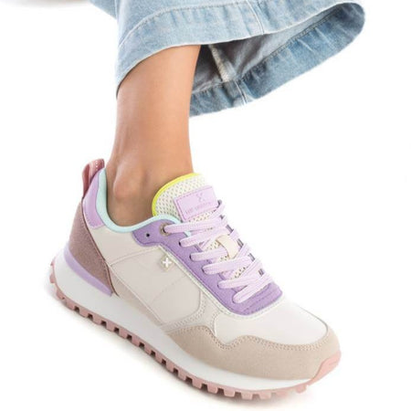 XTI Beige & Purple Retro Sneakers