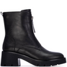 Black leather ankle boot with a chunky sole on a white background