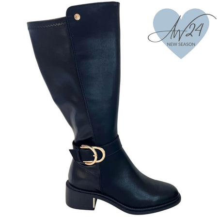 XTI Black Long Length Dressy Riding Boots