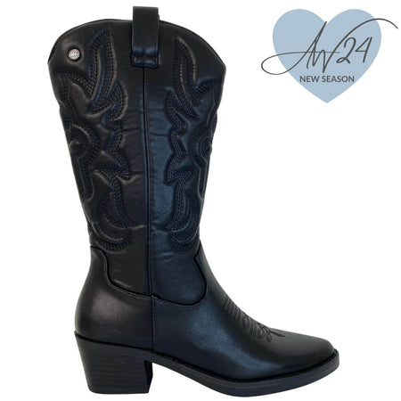 XTI Black Long Length Western Boots