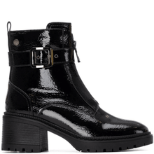 xti-black-patent-front-zip-chunky-cleated-sole-boots