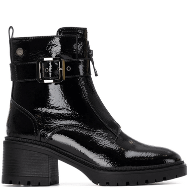 xti-black-patent-front-zip-chunky-cleated-sole-boots
