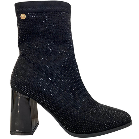 XTI Black Sparkly Sock Boots
