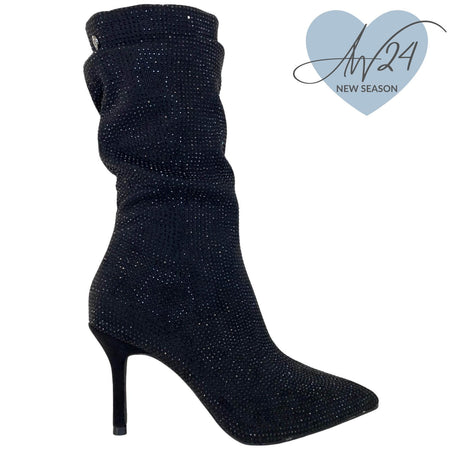 XTI Black Sparkly Slouch Boots