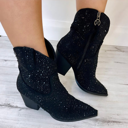 XTI Black Sparkly Western Boots