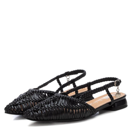 XTI Black Woven Sling Back Ballet Flats