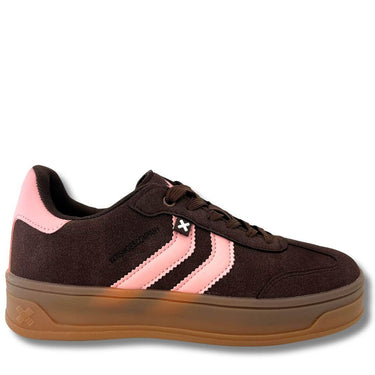 xti-brown-and-pink-microfiber-gum-sole-sneakers