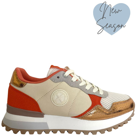 XTI Coral & Beige Sneakers