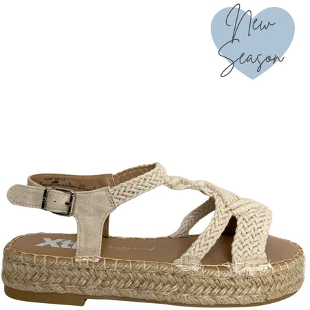 XTI Cream Macrame Flat Sandals