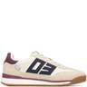 ladies cream sneakers with navy and pink