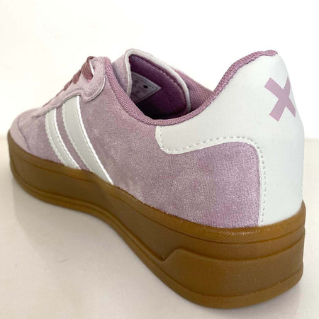 XTI Dusky Pink Suede Elevated Gum Sole Sneakers