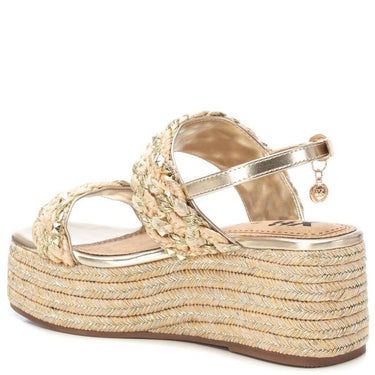 XTI Gold Natural Braided Flatform Sandals