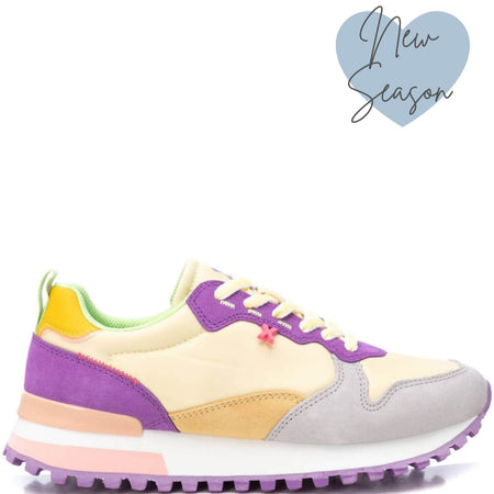 XTI Lemon & Grey Mix Retro Sneakers