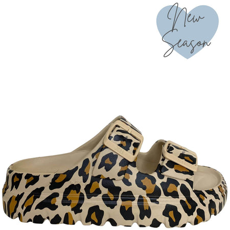 XTI Leopard Buckle Sandals