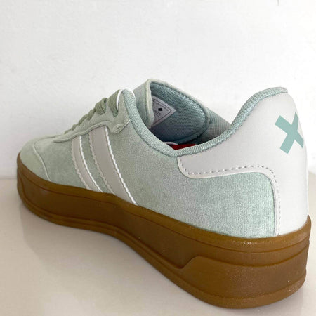 XTI Mint Green Suede Elevated Gum Sole Sneakers