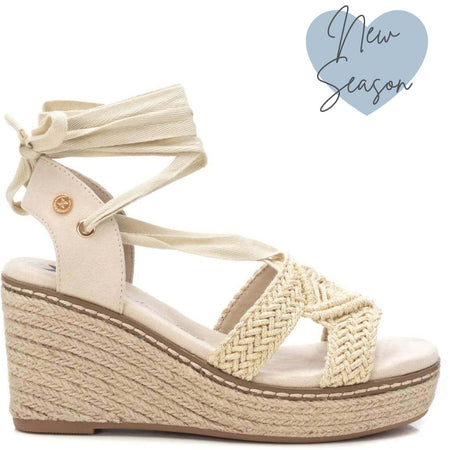 XTI Natural Wrap Around Wedge Sandals