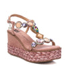 XTI Nude Jewelled Wedge Sandals