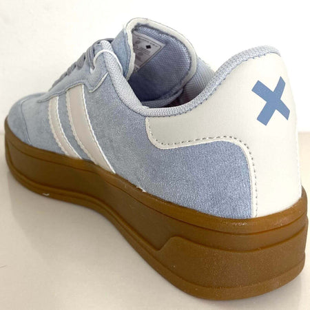 XTI Pale Blue Suede Elevated Gum Sole Sneakers