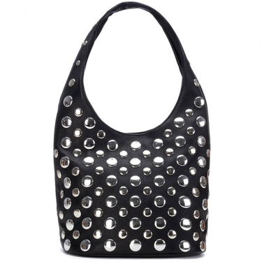 XTI Silver Studded Black Shoulder Bag