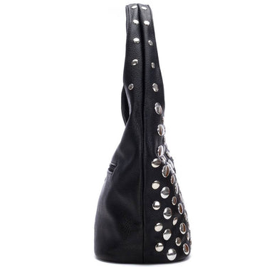 XTI Silver Studded Black Shoulder Bag