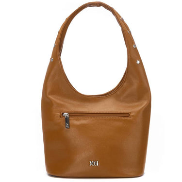 XTI Silver Studded Camel Shoulder Bag