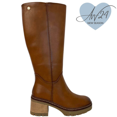 XTI Tan Long Length Casual Boots