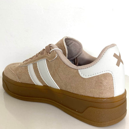 XTI Taupe Suede Elevated Gum Sole Sneakers