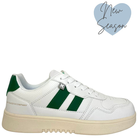 XTI White & Emerald Green Sneakers