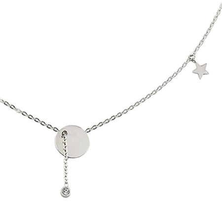 ZAG Charm Disc Silver Necklace